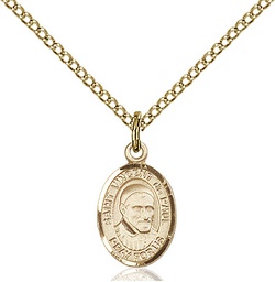 [9134GF/18GF] 14kt Gold Filled Saint Vincent de Paul Pendant on a 18 inch Gold Filled Light Curb chain