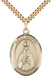 [7010GF/24G] 14kt Gold Filled Saint Blaise Pendant on a 24 inch Gold Plate Heavy Curb chain