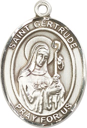 [7219SS] Sterling Silver Saint Gertrude of Nivelles Medal