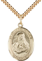 [7011GF/24G] 14kt Gold Filled Saint Frances Cabrini Pendant on a 24 inch Gold Plate Heavy Curb chain
