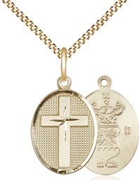 [0883GF1/18G] 14kt Gold Filled Cross Air Force Pendant on a 18 inch Gold Plate Light Curb chain