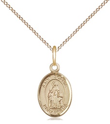 [9136GF/18GF] 14kt Gold Filled Saint Sophia Pendant on a 18 inch Gold Filled Light Curb chain