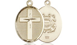 [0883GF3] 14kt Gold Filled Cross Coast Guard Medal