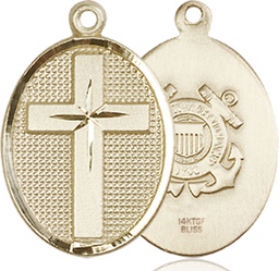 [0883GF3] 14kt Gold Filled Cross Coast Guard Medal