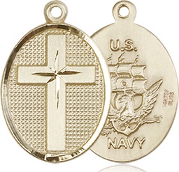 [0883GF6] 14kt Gold Filled Cross Navy Medal