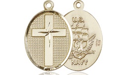 [0883GF6] 14kt Gold Filled Cross Navy Medal