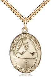 [7015GF/24G] 14kt Gold Filled Saint Katharine Drexel Pendant on a 24 inch Gold Plate Heavy Curb chain