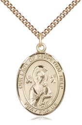 [7222GF/24GF] 14kt Gold Filled Our Lady of Perpetual Help Pendant on a 24 inch Gold Filled Heavy Curb chain