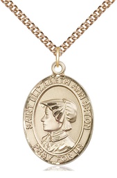 [7224GF/24GF] 14kt Gold Filled Saint Elizabeth Ann Seton Pendant on a 24 inch Gold Filled Heavy Curb chain
