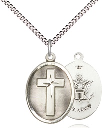 [0883SS2/18S] Sterling Silver Cross Army Pendant on a 18 inch Light Rhodium Light Curb chain