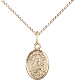 [9210GF/18GF] 14kt Gold Filled Saint Therese of Lisieux Pendant on a 18 inch Gold Filled Light Curb chain