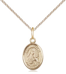 [9210GF/18GF] 14kt Gold Filled Saint Therese of Lisieux Pendant on a 18 inch Gold Filled Light Curb chain