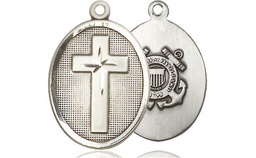 [0883SS3] Sterling Silver Cross Coast Guard Medal