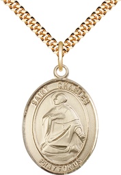 [7020GF/24G] 14kt Gold Filled Saint Charles Borromeo Pendant on a 24 inch Gold Plate Heavy Curb chain