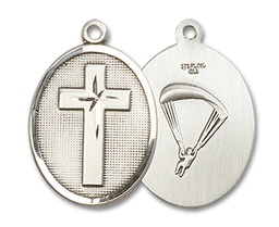 [0883SS7] Sterling Silver Cross Paratroopers Medal