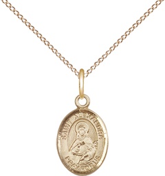 [9215GF/18GF] 14kt Gold Filled Saint Alexandra Pendant on a 18 inch Gold Filled Light Curb chain
