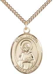 [7226GF/24GF] 14kt Gold Filled Saint Lillian Pendant on a 24 inch Gold Filled Heavy Curb chain