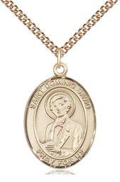 [7227GF/24GF] 14kt Gold Filled Saint Dominic Savio Pendant on a 24 inch Gold Filled Heavy Curb chain