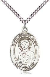 [7227SS/24SS] Sterling Silver Saint Dominic Savio Pendant on a 24 inch Sterling Silver Heavy Curb chain