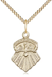 [0886GF/18G] 14kt Gold Filled Seven Gifts Pendant on a 18 inch Gold Plate Light Curb chain