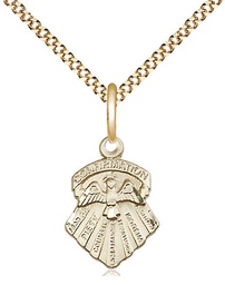 [0887GF/18G] 14kt Gold Filled Seven Gifts Pendant on a 18 inch Gold Plate Light Curb chain