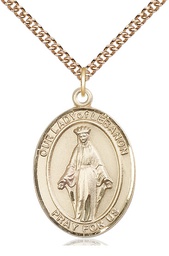 [7229GF/24GF] 14kt Gold Filled Our Lady of Lebanon Pendant on a 24 inch Gold Filled Heavy Curb chain