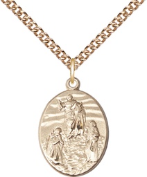 [0888GF/24GF] 14kt Gold Filled Tranfiguration Pendant on a 24 inch Gold Filled Heavy Curb chain