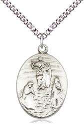 [0888SS/24SS] Sterling Silver Tranfiguration Pendant on a 24 inch Sterling Silver Heavy Curb chain