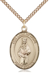 [7230GF/24GF] 14kt Gold Filled Our Lady of Hope Pendant on a 24 inch Gold Filled Heavy Curb chain