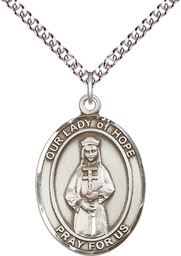 [7230SS/24SS] Sterling Silver Our Lady of Hope Pendant on a 24 inch Sterling Silver Heavy Curb chain