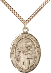 [7231GF/24GF] 14kt Gold Filled Saint John of the Cross Pendant on a 24 inch Gold Filled Heavy Curb chain