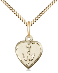 [0891GF/18G] 14kt Gold Filled Heart / Confirmation Pendant on a 18 inch Gold Plate Light Curb chain
