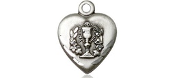 [0892SS] Sterling Silver Heart / Communion Medal