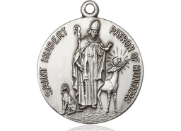 [0893SS] Sterling Silver Saint Hubert of Liege Medal