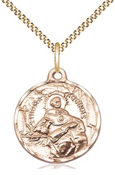[0956GF/18G] 14kt Gold Filled Saint Thomas Aquinas Pendant on a 18 inch Gold Plate Light Curb chain