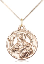[0956GF/18GF] 14kt Gold Filled Saint Thomas Aquinas Pendant on a 18 inch Gold Filled Light Curb chain