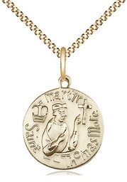 [0958GF/18G] 14kt Gold Filled Saint Thomas More Pendant on a 18 inch Gold Plate Light Curb chain