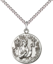 [0958SS/18S] Sterling Silver Saint Thomas More Pendant on a 18 inch Light Rhodium Light Curb chain