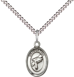 [0972SS/18S] Sterling Silver Graduation Pendant on a 18 inch Light Rhodium Light Curb chain
