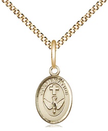[0973GF/18G] 14kt Gold Filled Confirmation Pendant on a 18 inch Gold Plate Light Curb chain