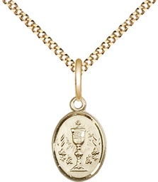 [0975GF/18G] 14kt Gold Filled Chalice Pendant on a 18 inch Gold Plate Light Curb chain