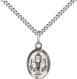 [0975SS/18S] Sterling Silver Chalice Pendant on a 18 inch Light Rhodium Light Curb chain