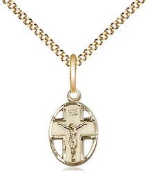 [0978GF/18G] 14kt Gold Filled Crucifix Pendant on a 18 inch Gold Plate Light Curb chain