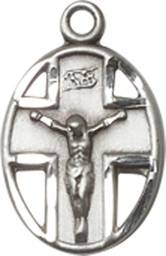 [0978SS] Sterling Silver Crucifix Medal