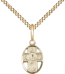 [0979GF/18G] 14kt Gold Filled 5-Way / Chalice Pendant on a 18 inch Gold Plate Light Curb chain