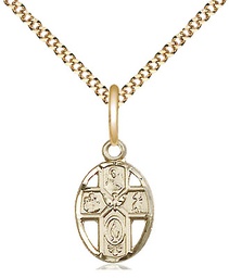 [0980GF/18G] 14kt Gold Filled 5-Way Pendant on a 18 inch Gold Plate Light Curb chain