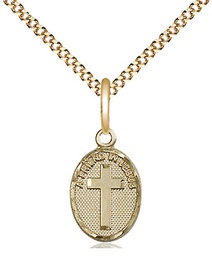 [0981GF/18G] 14kt Gold Filled Friend In Jesus Cross Pendant on a 18 inch Gold Plate Light Curb chain