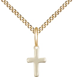 [1006GF/18G] 14kt Gold Filled Cross Pendant on a 18 inch Gold Plate Light Curb chain