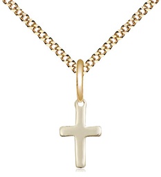 [1006GF/18G] 14kt Gold Filled Cross Pendant on a 18 inch Gold Plate Light Curb chain