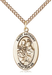 [11004GF/24GF] 14kt Gold Filled Saint Anthony of Padua Pendant on a 24 inch Gold Filled Heavy Curb chain